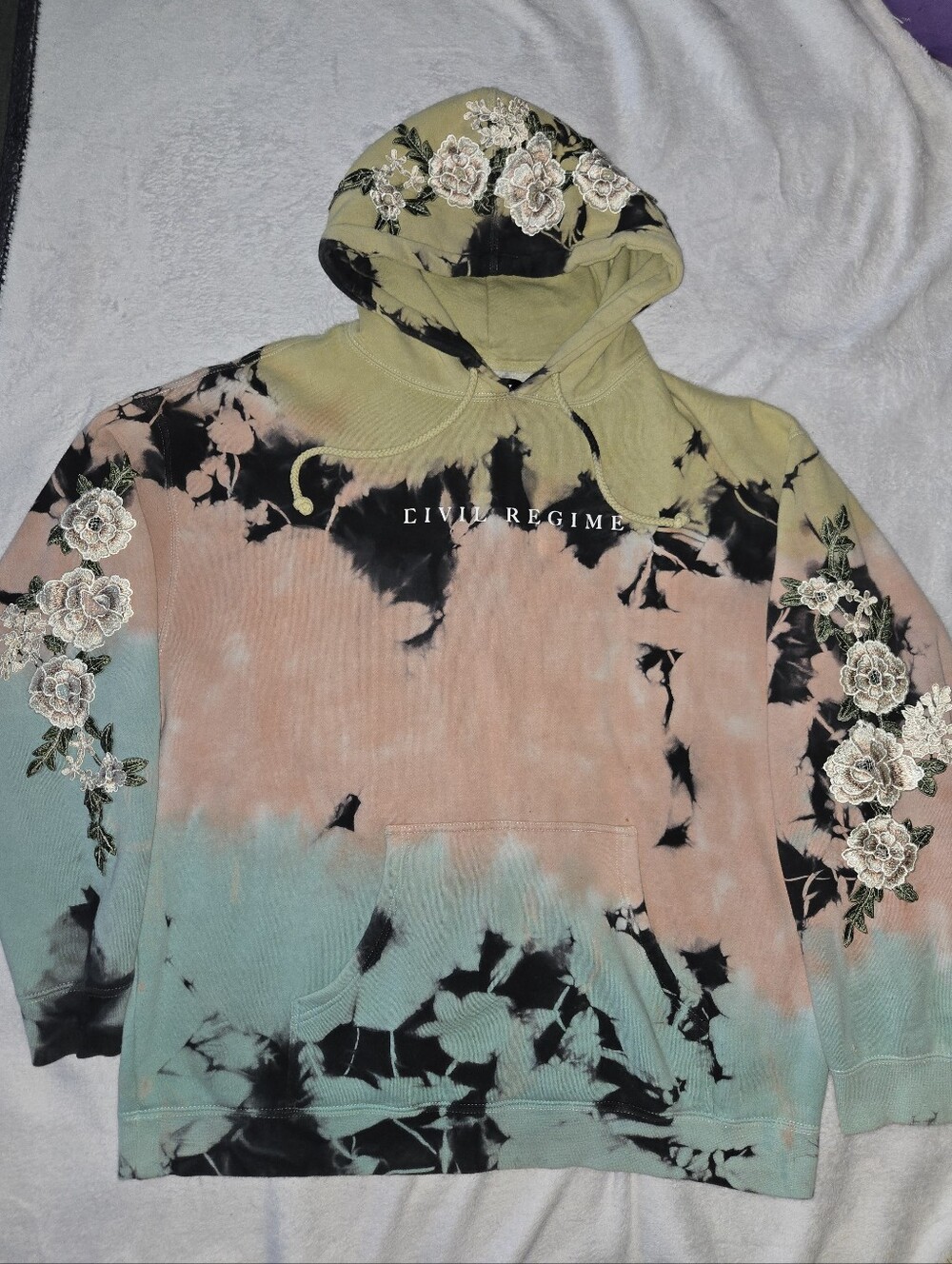 CIVIL REGIME Roses Multi-Color Tie-Dye Hoodie Sweater UNISEX